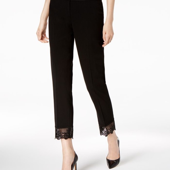 ZARA black XS pants skinny with lace pant leg openings - Picture 1 of 7